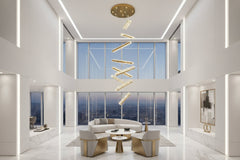 Crystal Rotating Bars Staircase Chandelier – Luxury LED Pendant, 8 or 10 Heads, Tri-Colour Remote