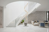Crystal Tubes Staircase Chandelier – Gold LED Pendant, 3 to 18 Lights, Dimmable Option