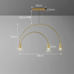 Curve Gold Hanging Chandelier – 3, 5 & 8 Heads, Warm & Cool White, Knob Switch