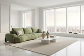 Curved Luxe Velvet Sofa Set – Ribbed Bouclé Living Room Sofa