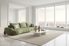 Curved Luxe Velvet Sofa Set – Ribbed Bouclé Living Room Sofa