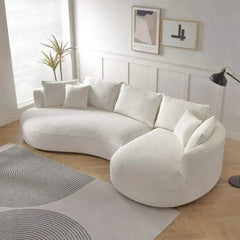 Curved Sectional Boucle Sofa Couch | L-Shaped Boucle Corner Sofa
