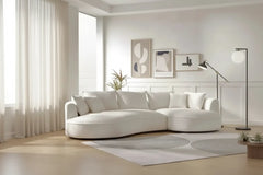 Curved Sectional Boucle Sofa Couch | L-Shaped Boucle Corner Sofa