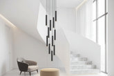 Cylindrical Pendant Staircase Chandelier – Modern LED Multi-Light Fixture, 1 to 15 Lights