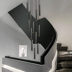 Cylindrical Pendant Staircase Chandelier – Modern LED Multi-Light Fixture, 1 to 15 Lights