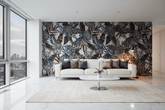 Dark Glittery Leaves Wallpaper Mural