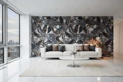 Dark Glittery Leaves Wallpaper Mural
