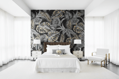Dark Night Leaves Wallpaper Mural