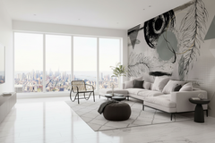 Dark Pattern Green - Living Room Wallpaper Mural