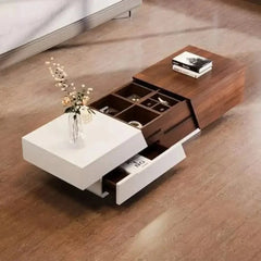 Dark Walnut Coffee Table Extendable with Storage