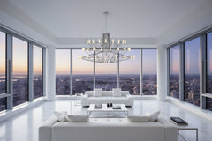 Designer Coppelia LED Chandelier – Cascading Light in 4 Finishes & 2 Sizes