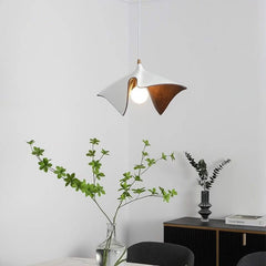 Designer Hanging Lamp – Black, Wood & White 40cm Pendant Light