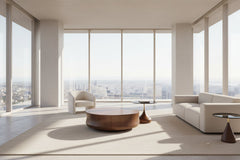 Elegant Solid Wood Corner Coffee Table with Storage – Metal Frame, Drawers, Minimalist Modern