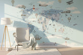 Animal Kingdom World Map Wallpaper Mural