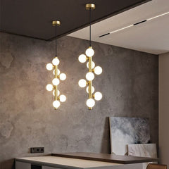 Brass Spiral Ball Hanging Light – Frosted Glass Multi-Head Pendant