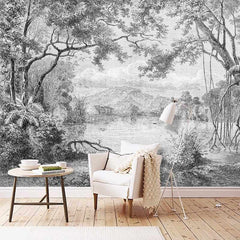 Black and White Forest Wallpaper Mural