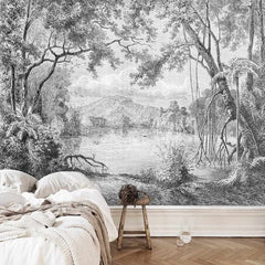 Black and White Forest Wallpaper Mural