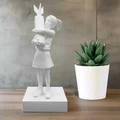 Banksy Bomb Hugger Girl Statue – Street Art Sculpture | 58cm, 100cm, 150cm, 200cm & 250cm | White, Black & Gold