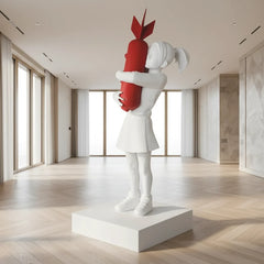 Banksy Bomb Hugger Girl Statue – Street Art Sculpture | 58cm, 100cm, 150cm, 200cm & 250cm | White, Black & Gold