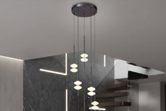 Cone Shaped Staircase Chandelier – Modern Loft LED Pendant, 3 to 20 Heads, for Duplex Villas