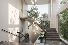 Cone Shaped Staircase Chandelier – Modern Loft LED Pendant, 3 to 20 Heads, for Duplex Villas