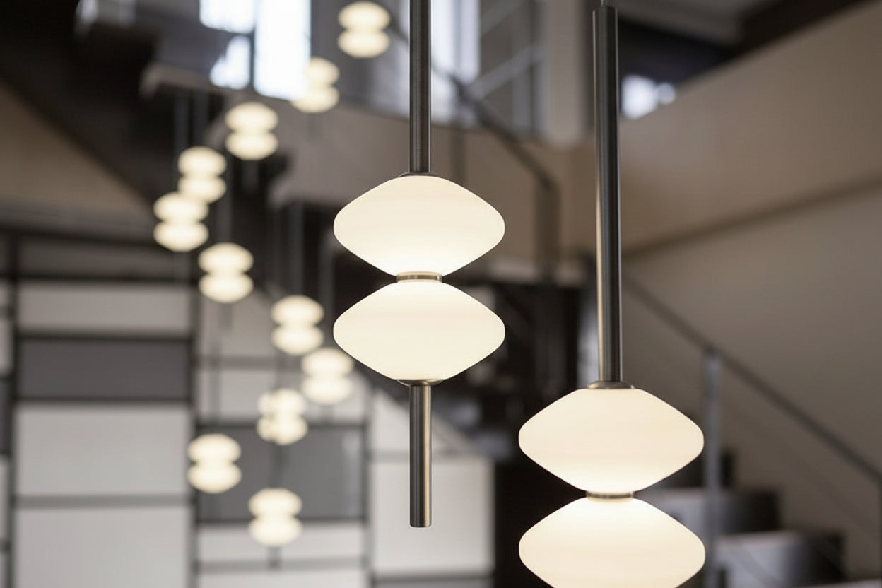 Cone Shaped Staircase Chandelier – Modern Loft LED Pendant, 3 to 20 Heads, for Duplex Villas