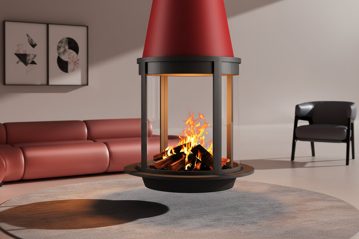 Alpine Cone Suspended Fireplace - Wood, Ethanol & Electric