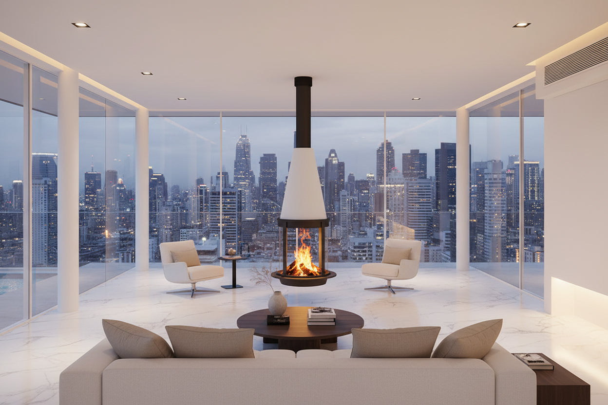 Alpine Cone Suspended Fireplace - Wood, Ethanol & Electric