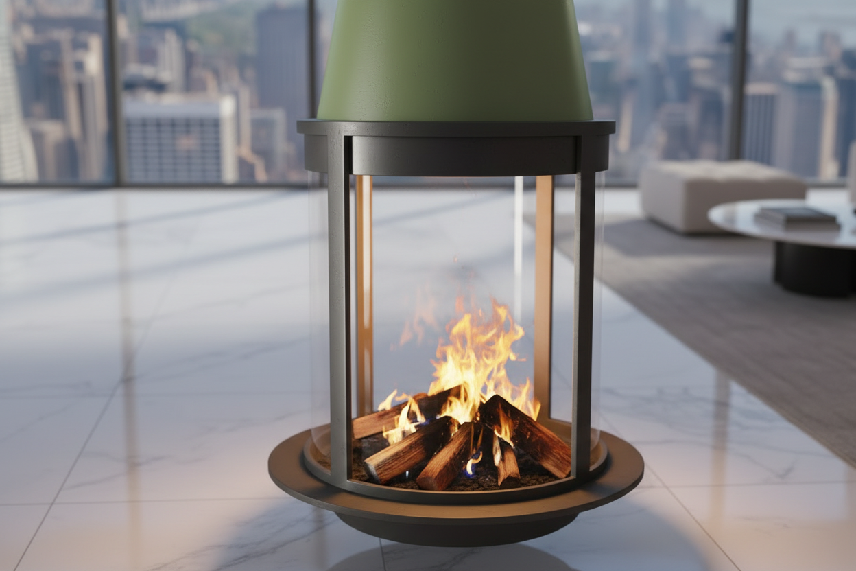Alpine Cone Suspended Fireplace - Wood, Ethanol & Electric