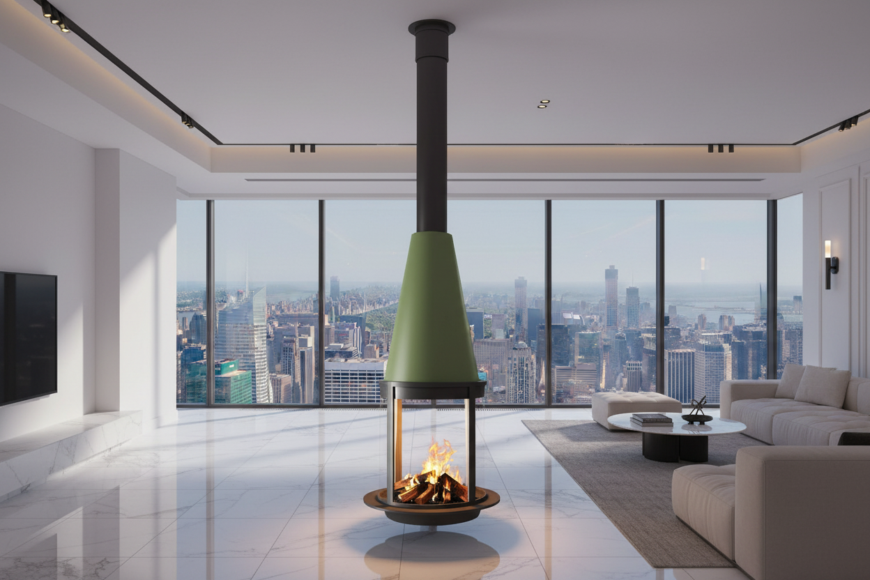 Alpine Cone Suspended Fireplace - Wood, Ethanol & Electric