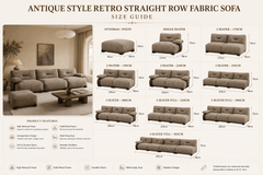 Antique Style Retro Straight Row Fabric Sofa – High Rebound