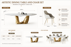 Artistic Dining Table and Chair Set – Modern Statement Furniture