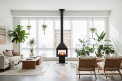 Aurora Pavilion Four-Sided Freestanding Fireplace