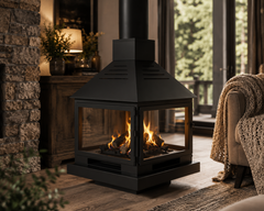 Aurora Pavilion Four-Sided Freestanding Fireplace