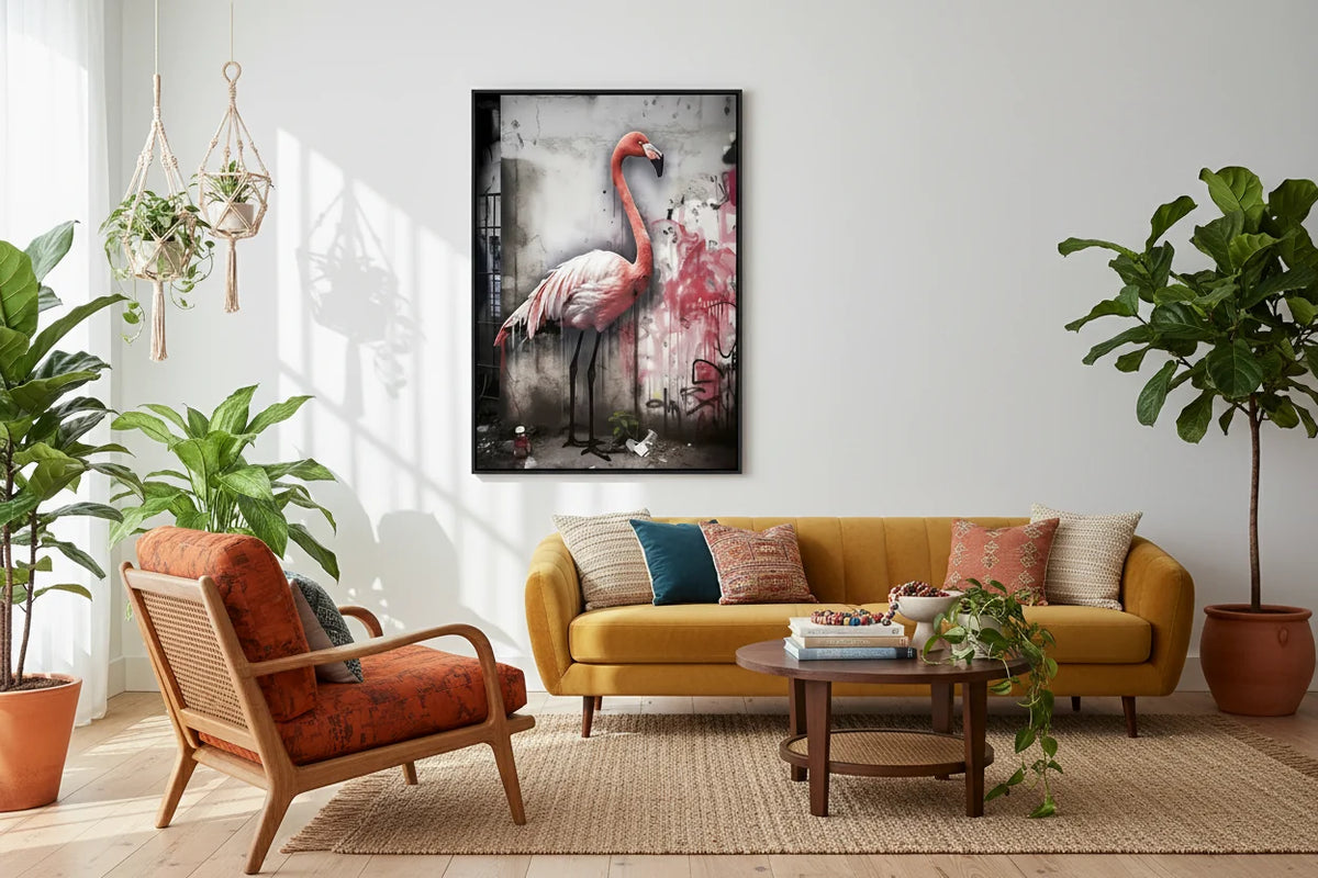Banksy Flamingo Graffiti Street Art Canvas Wall Art Print
