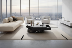 Black Rose Marble Rotatable Coffee Table – Stacked Offset Slab Italian Minimalist