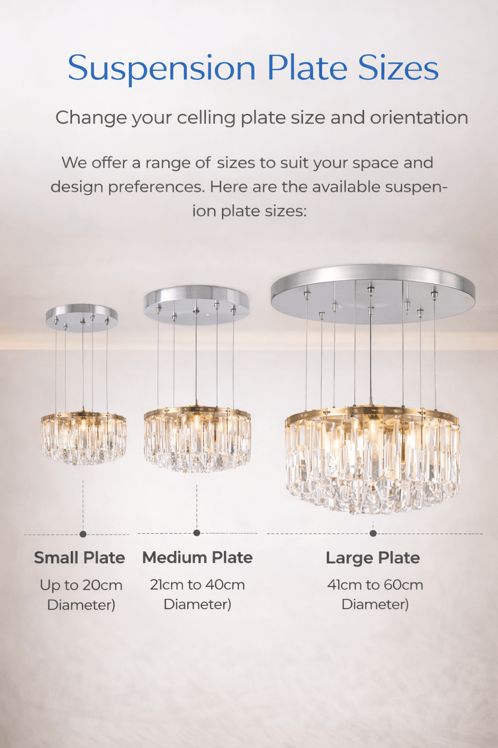 Chandelier Ceiling Plate Finish Customisation Chrome Black Brass Gold Silver Options