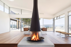 Conical Suspended Fireplace – Ceiling Hung Real Flame Designer Fireplace