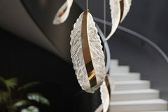 Crystal Leaf Pendant Staircase Chandelier – Luxury Crystal LED, 6 to 36 Heads