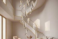 Crystal Leaf Pendant Staircase Chandelier – Luxury Crystal LED, 6 to 36 Heads