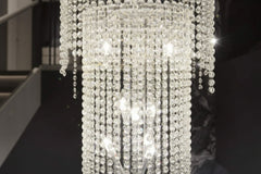 Crystal Pendants Staircase Chandelier – Luxury Multi-Tier LED, 8 Sizes up to D48×H520 cm