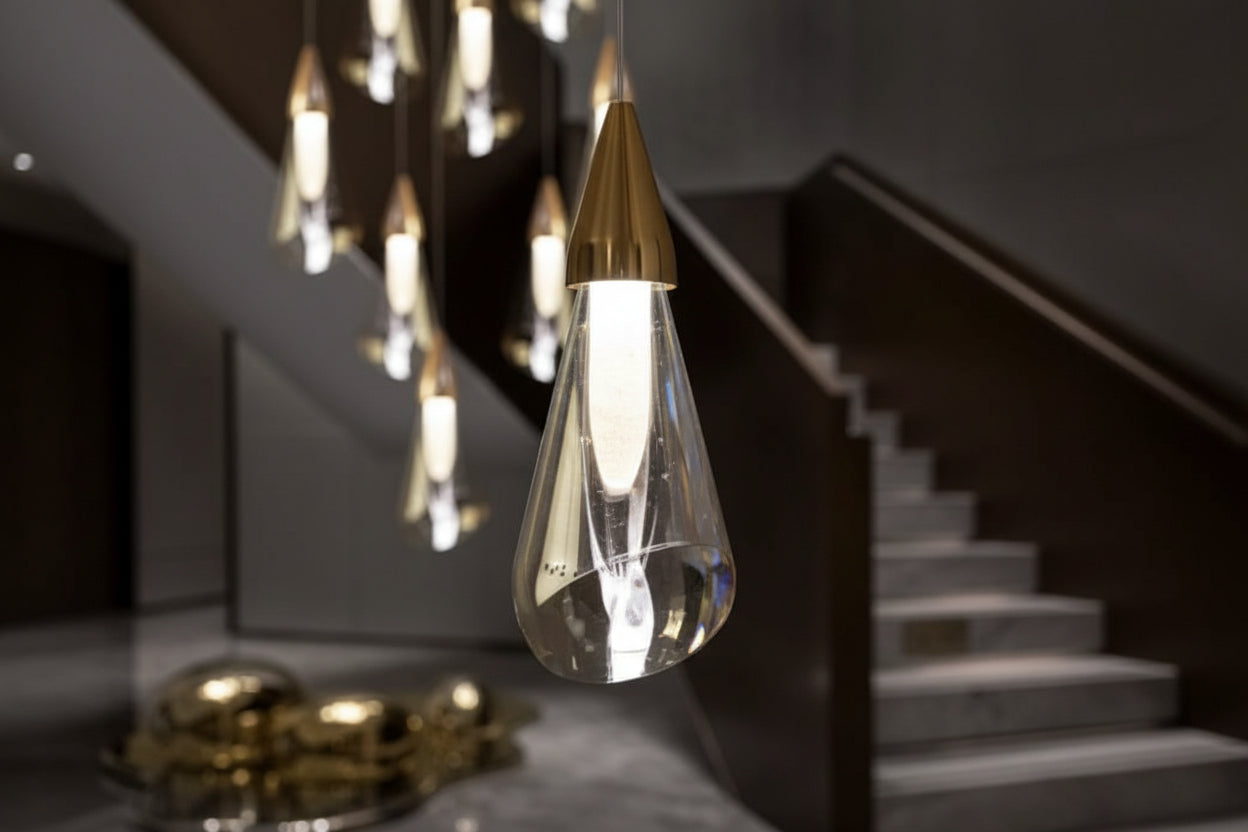 Crystal Sconce Pendant Staircase Chandelier – Luxury Crystal & Glass LED, 3 to 18 Heads