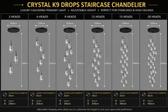 Crystal K9 Drops Staircase Chandelier – Luxury Cascading Pendant Light