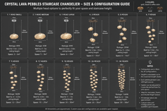 Crystal Lava Pebbles Staircase Chandelier – Alloy LED Pendant, 1 to 9 Heads, 4 Colour Modes
