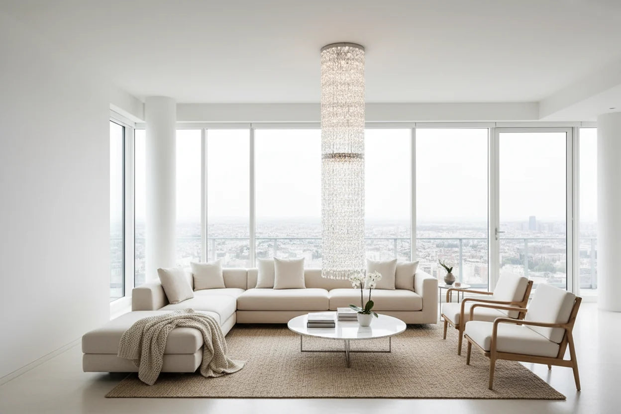 Crystal Spiral Staircase Chandelier – Luxury LED Pendant Light for Villa
