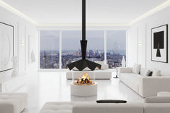 Cylindrical Glass Suspended Fireplace – 360° Real Flame
