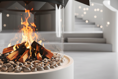 Cylindrical Glass Suspended Fireplace – 360° Real Flame