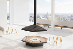 Designer Suspended Hanging Fireplace – Geometric Real Flame Alcohol Fireplace