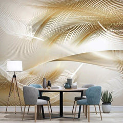 3D Golden Feather Wallpaper Mural