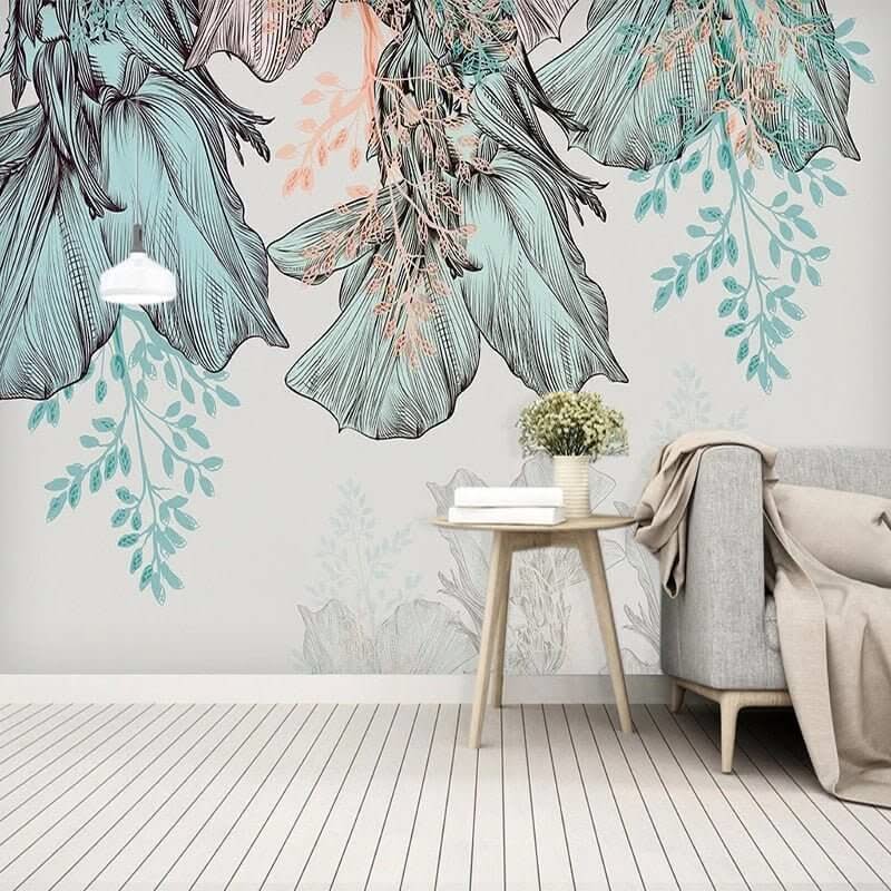 3D Leaves Design Theme: Tropical Wallpaper Murals